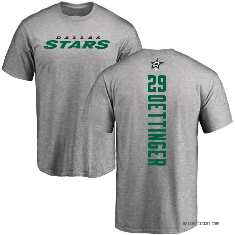 Jake Oettinger Men's Ash Dallas Stars Backer T-Shirt -