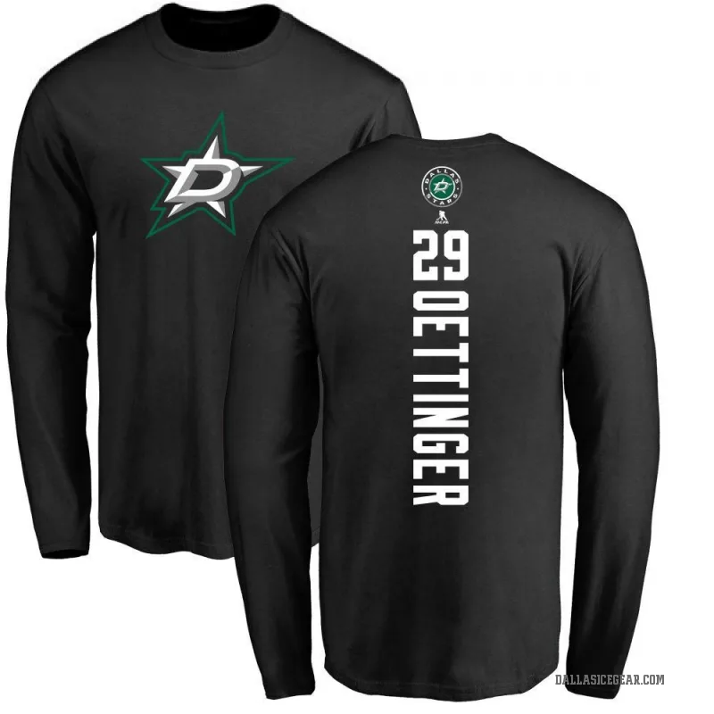 Jake Oettinger Men's Black Dallas Stars Backer Long Sleeve T-Shirt -