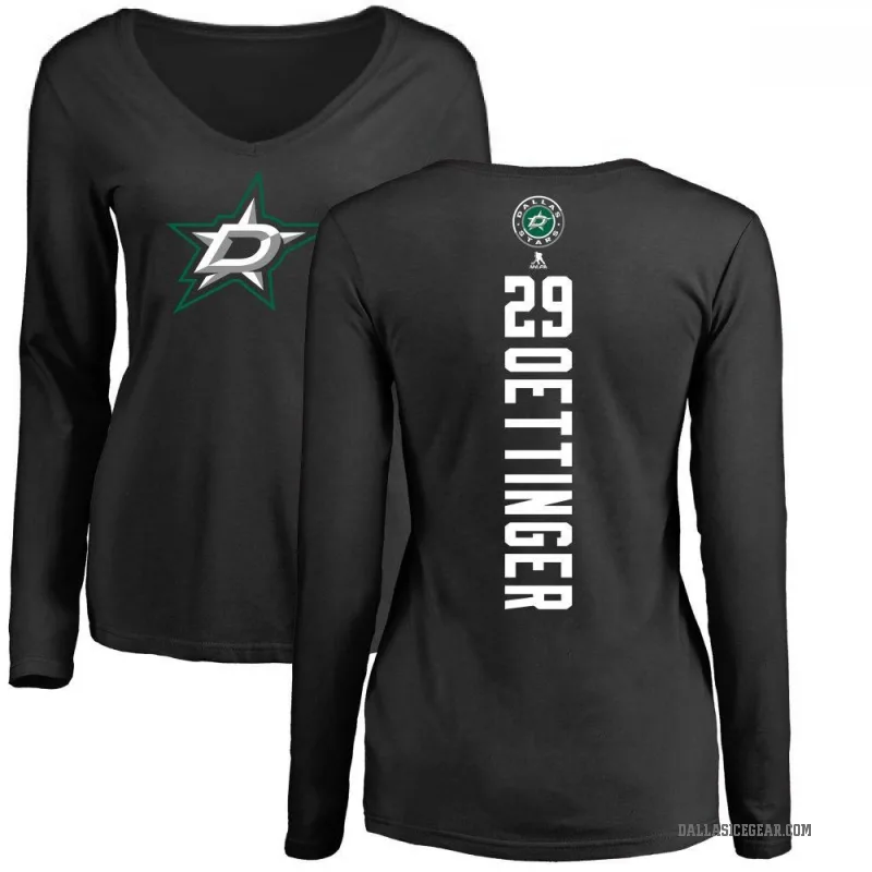 Jake Oettinger Women's Black Dallas Stars Backer Long Sleeve T-Shirt -