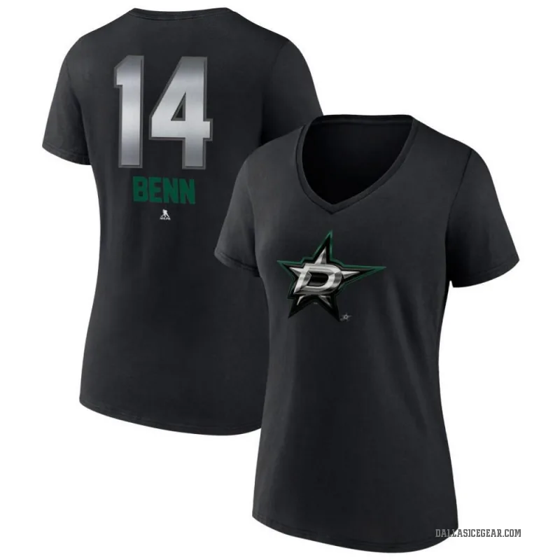 Jamie Benn Women's Black Dallas Stars Midnight Mascot Logo V-Neck T-Shirt
