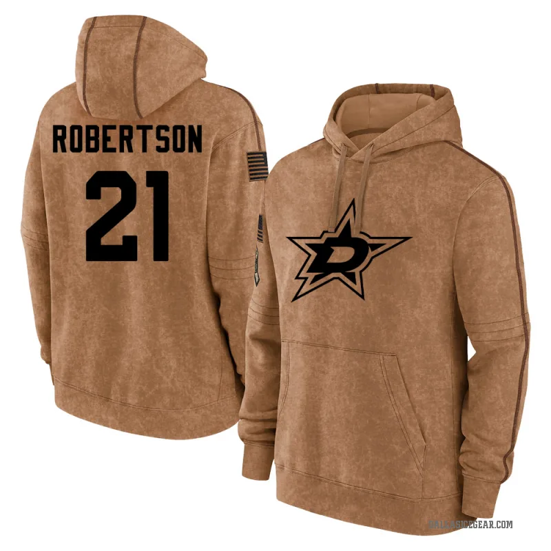 Jason Robertson Men's Brown Dallas Stars 2023 Salute to Service Club Pullover Hoodie