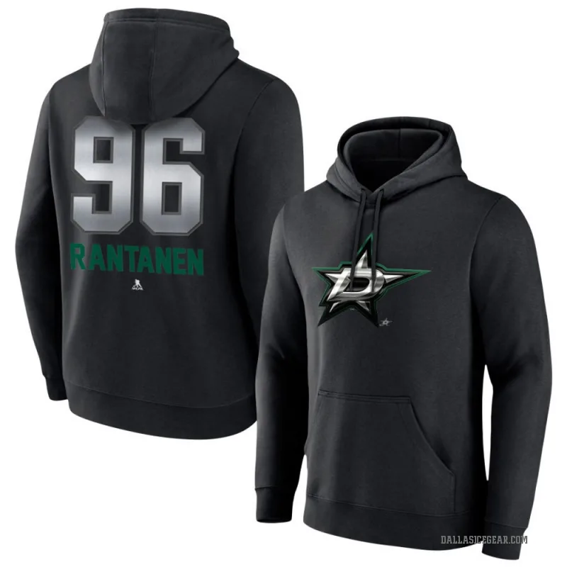 Mikko Rantanen Men's Black Dallas Stars Branded Midnight Mascot Logo Pullover Hoodie