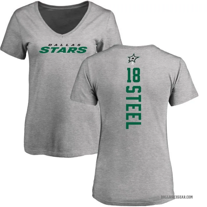 Sam Steel Women's Ash Dallas Stars Backer T-Shirt -