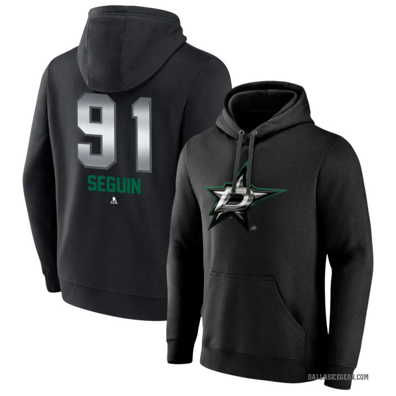 Tyler Seguin Men's Black Dallas Stars Branded Midnight Mascot Logo Pullover Hoodie